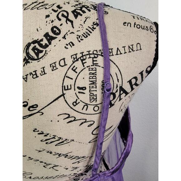 Victorias Secret Babydoll Top Large Sheer V Neck Open Front Purple VTG 90's Y2K - Picture 7 of 10